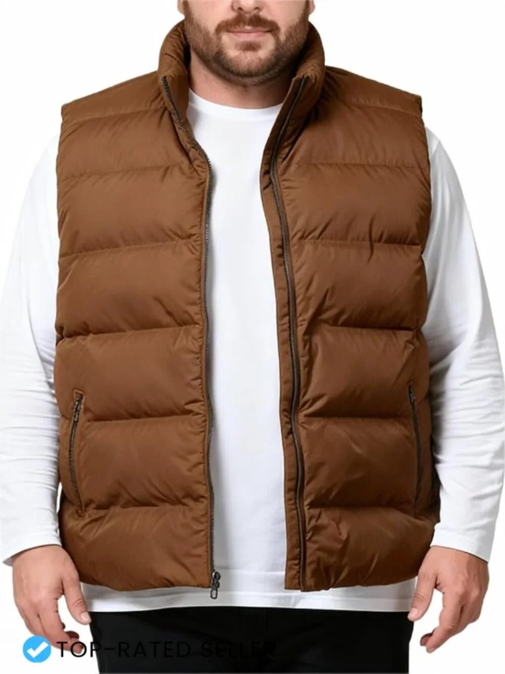 Men's Puffer Vest Sleeveless Quilted Jacket Warm Winter Outerwear Zip Pockets